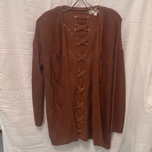 Pink Rose, Size Large - Women's Cardigan w/ Tie Details